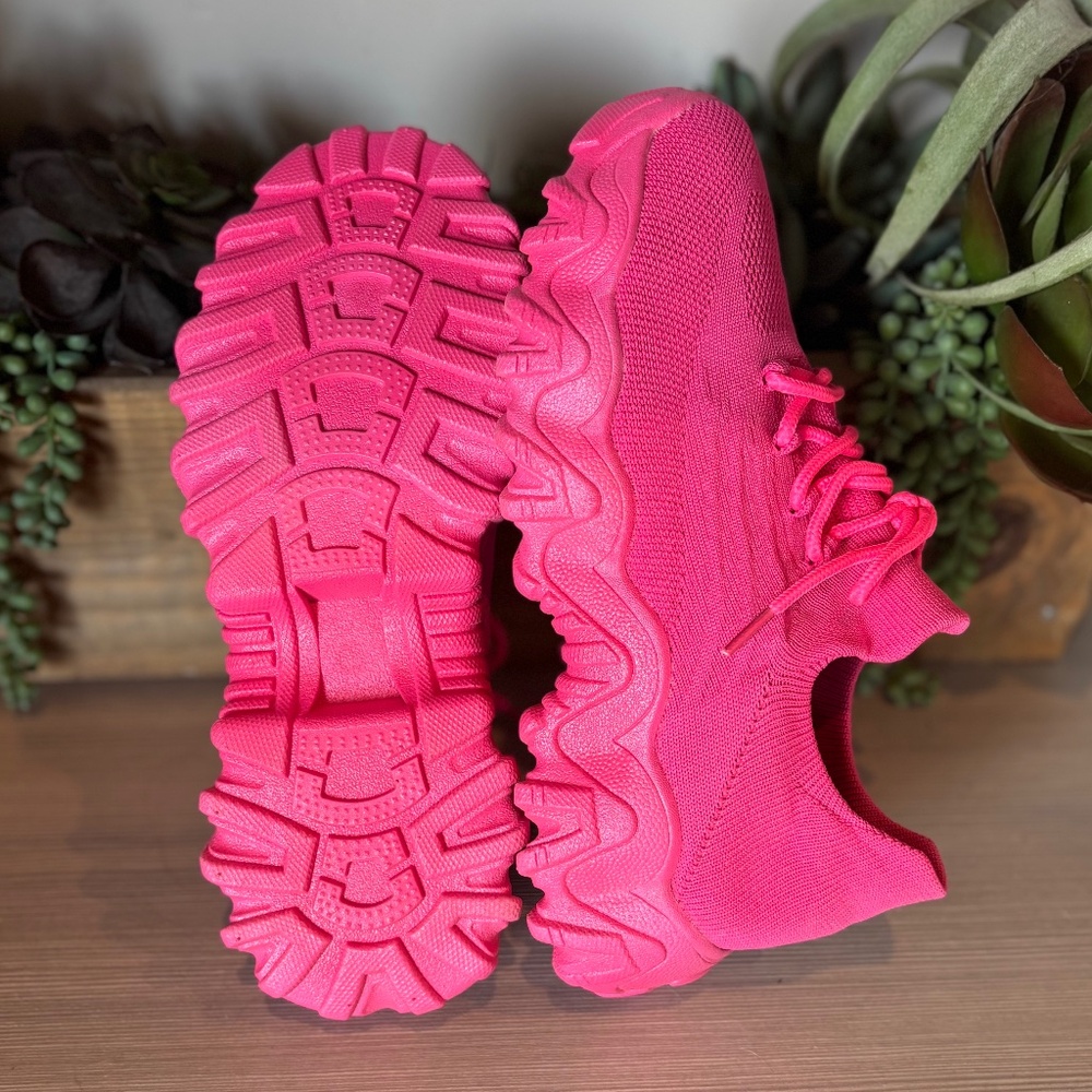 Hot Pink Running Shoes with Hot Pink Soles Size 9